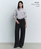 Order (W) Musinsa Standard Camisa holgada de popelina a rayas mujer, gris cálido claro MWFSL4C02-LW