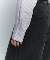 Purchase (W) Musinsa Standard Camisa holgada de popelina a rayas mujer, gris cálido claro MWFSL4C02-LW