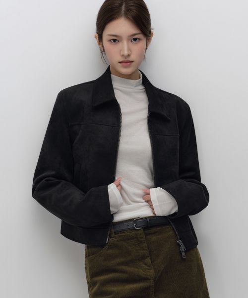 (Women) Musinsa Standard Women Synthetic Suede Single Jacket [Black] MWFLJ8A04-BK