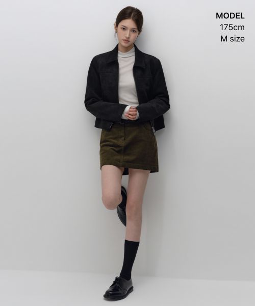 Order (W) MUSINSA STANDARD 女款仿麂皮單排扣外套［黑色］ MWFLJ8A04-BK
