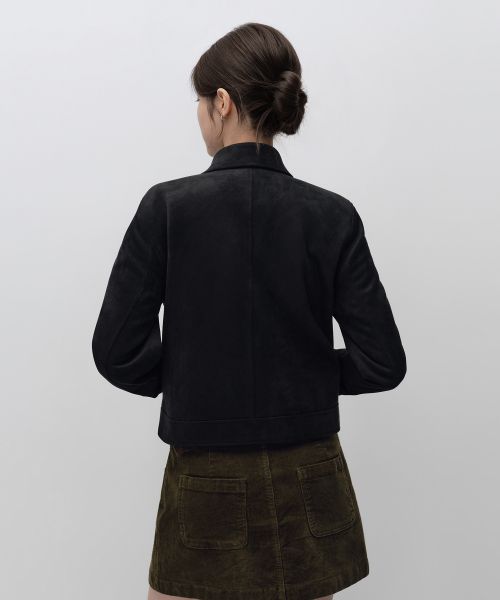 Lookbook (W) MUSINSA STANDARD 女款仿麂皮單排扣外套［黑色］ MWFLJ8A04-BK