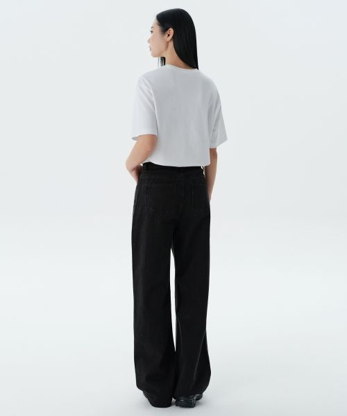 Lookbook (W) Musinsa Standard 女款寬版牛仔褲【水洗黑】 MWJNP0Z02-WC