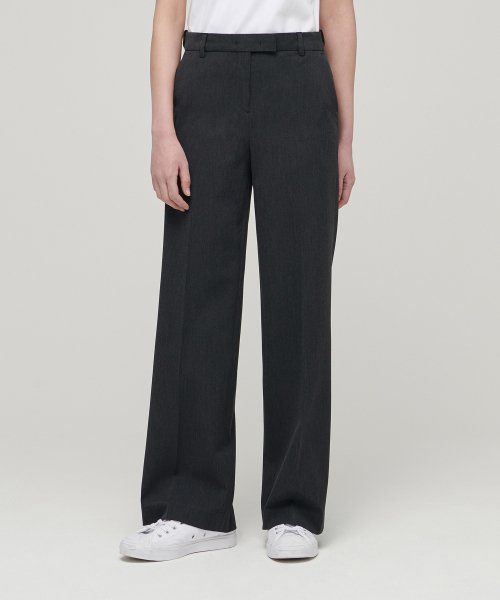 (Women) Musinsa Standard Women Wide Hidden Banding Slacks [Charcoal Gray] MWJPL0Z07-CG