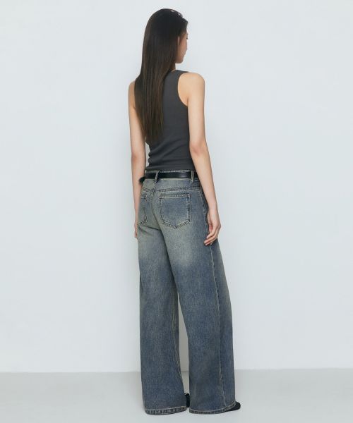 Lookbook (W) MUSINSA STANDARD 女款寬版梯形牛仔褲［鏽藍色］ MWDNP0Z08-UL