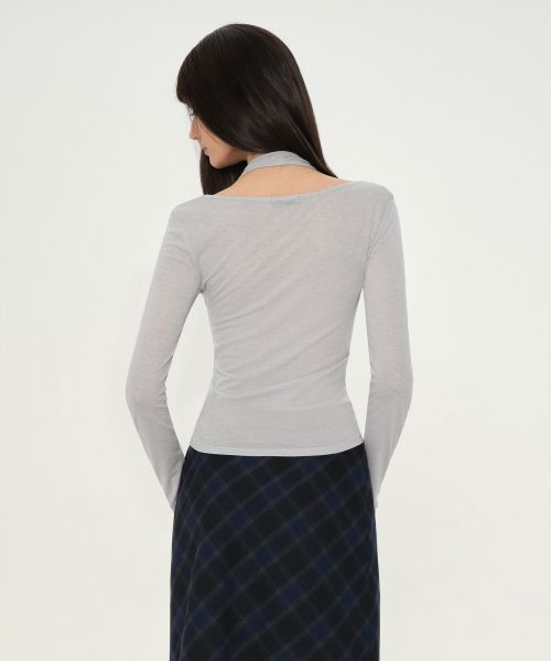 Lookbook (Women) Musinsa Standard Women Wool Tencel Halter Layered Long Sleeve Tee [Light Gray] MWFTL3A04-LG