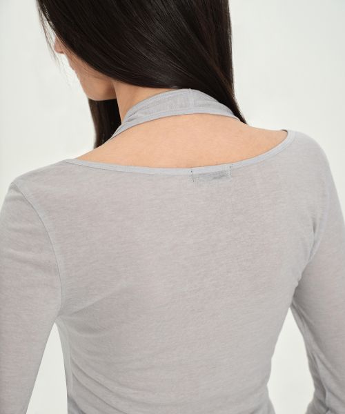 Purchase (Women) Musinsa Standard Women Wool Tencel Halter Layered Long Sleeve Tee [Light Gray] MWFTL3A04-LG