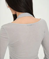 Purchase (W) Musinsa Standard 女款羊毛天絲掛脖層次長袖 T 恤【淺灰色】 MWFTL3A04-LG