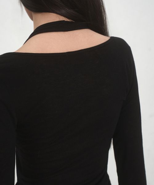 Details for (Women) Musinsa Standard Women Wool Tencel Halter Layered Long Sleeve T-Shirt [Black] MWFTL3A04-BK
