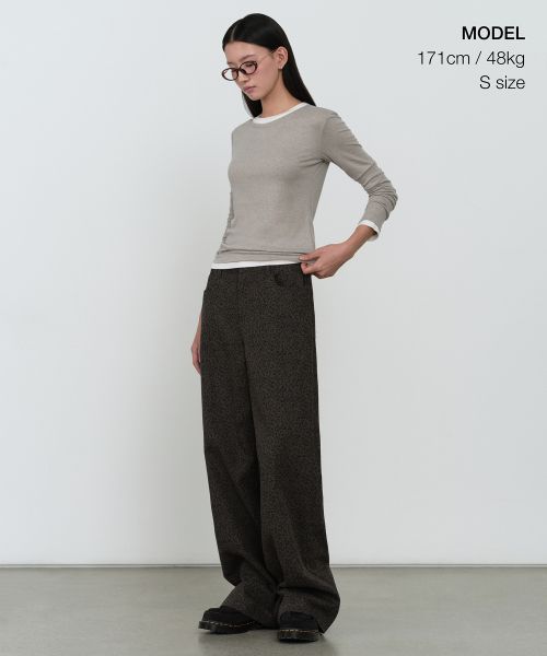 Order (W) MUSINSA STANDARD 女士羊毛天丝叠穿修身长袖T恤 [灰米色] MWETL8D10-GI