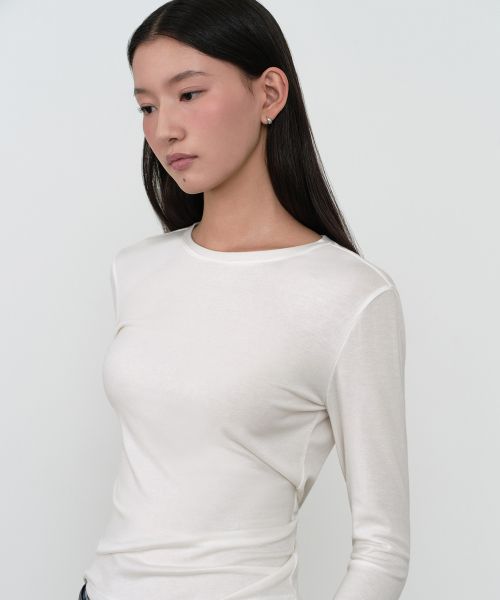 (Women) Musinsa Standard Women Wool Tencel Slim Long Sleeve T-Shirt [Ivory] MWETL8D09-IV