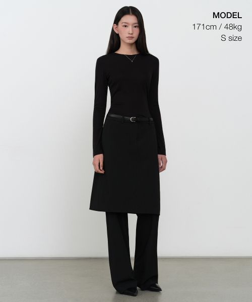 Order (W) Musinsa Standard T-Shirt Lengan Panjang Slim Wool Tencel Wanita [Hitam] MWETL8D09-BK
