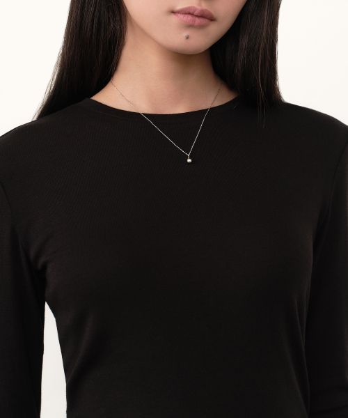 Shop (W) Musinsa Standard T-Shirt Lengan Panjang Slim Wool Tencel Wanita [Hitam] MWETL8D09-BK