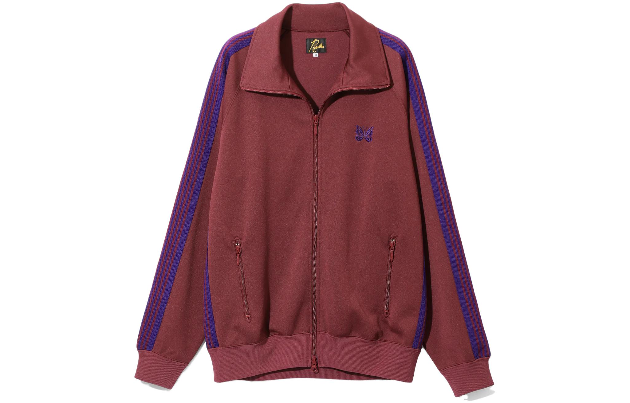 (Women) Needles FW23  Track Jacket Red Butterfly Embroidery Striped Casual Sportswear NS244B