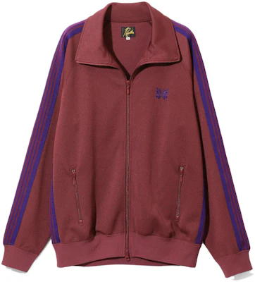 (Women) Needles FW23 Track Jacket Red Butterfly Embroidery Striped Casual Sportswear NS244B Buy (Women) Needles FW23 Track Jacket Red Butterfly Embroidery Striped Casual Sportswear NS244B