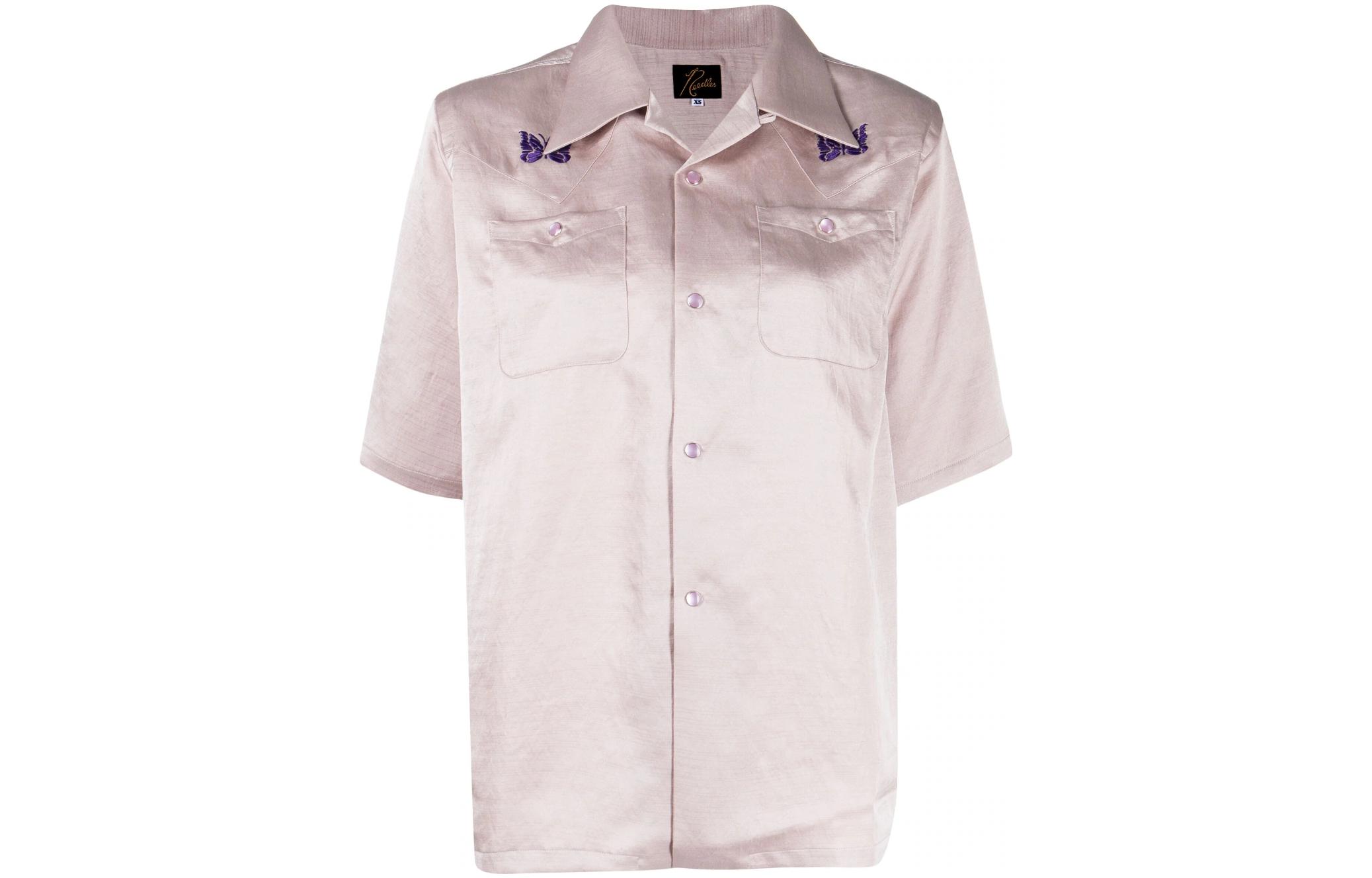 (Women) Needles SS23  Pink Butterfly Pattern Short-Sleeve Shirt MR254