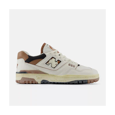 (W) NB 550 Series Casual Shoes White Khaki White color