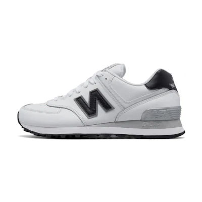 (W) NB 574 Leather 'Black White'