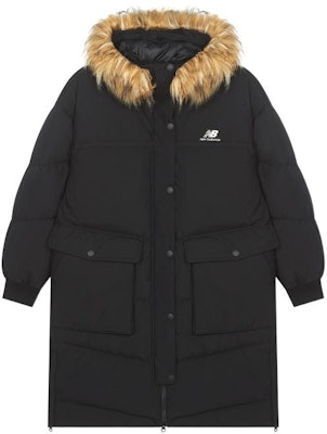 (W) 뉴발란스 블랙 로고 퍼 트림 다운 후드 재킷. AWJ14354-BK Order (W) 뉴발란스 블랙 로고 퍼 트림 다운 후드 재킷. AWJ14354-BK