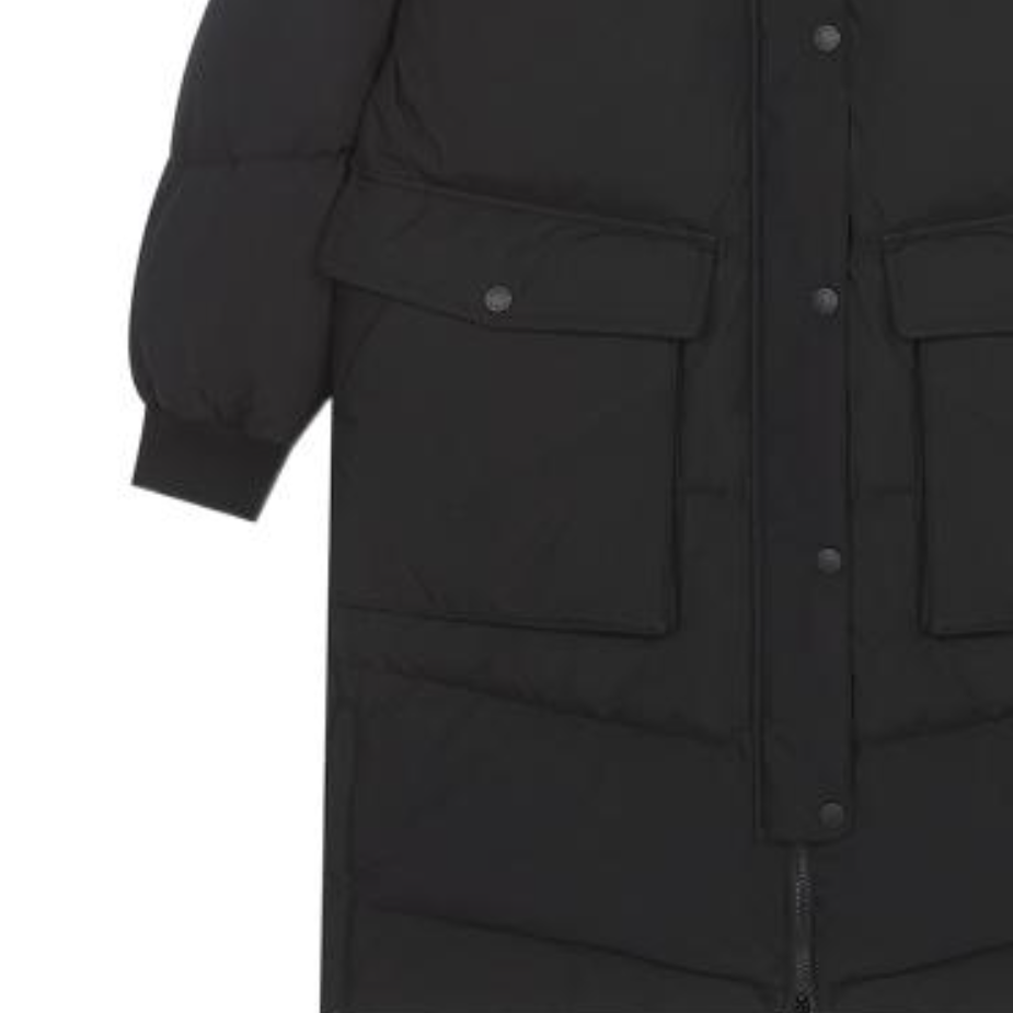 Shop (W) 뉴발란스 블랙 로고 퍼 트림 다운 후드 재킷. AWJ14354-BK