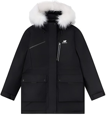 (W) ニューバランス ブラックロゴフード付きフリース襟パファージャケット. 5PC44432-BK Buy (W) ニューバランス ブラックロゴフード付きフリース襟パファージャケット. 5PC44432-BK