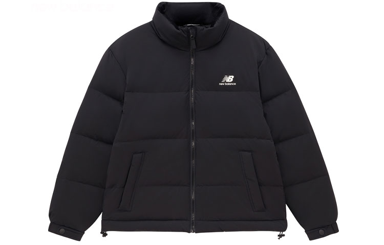 (Women) New Balance  Black Logo Puffer Jacket with Stand Collar and Zipper. AWJ24317-BK