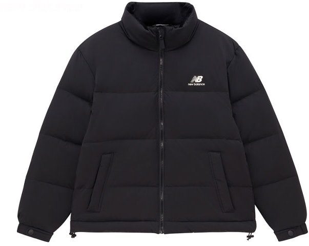 women-new-balance-black-logo-puffer-jacket-with-stand-collar-and-zipper-awj-24317-bk