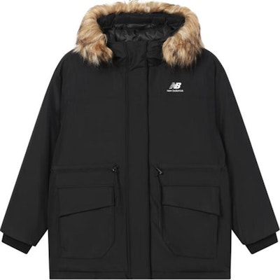 (Women) New Balance Black Long Down Jacket with Hidden Zipper & Logo. AWJ23330-BK Buy (Women) New Balance Black Long Down Jacket with Hidden Zipper & Logo. AWJ23330-BK