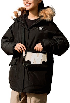 (Women) New Balance Black Long Down Jacket with Hidden Zipper & Logo. AWJ23330-BK Shop (Women) New Balance Black Long Down Jacket with Hidden Zipper & Logo. AWJ23330-BK