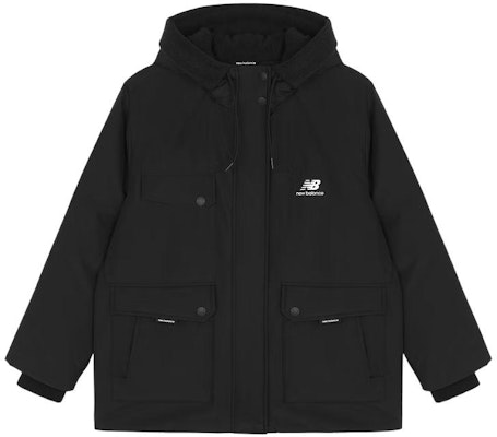 (W) 新百伦黑色带Logo印花拉链口袋羽绒夹克. AWJ24304-BK Order (W) 新百伦黑色带Logo印花拉链口袋羽绒夹克. AWJ24304-BK