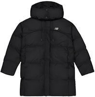 (Women) New Balance Black Solid Color Zip-Up Hooded Down Jacket NPD48112-BK (Women) New Balance Black Solid Color Zip-Up Hooded Down Jacket NPD48112-BK
