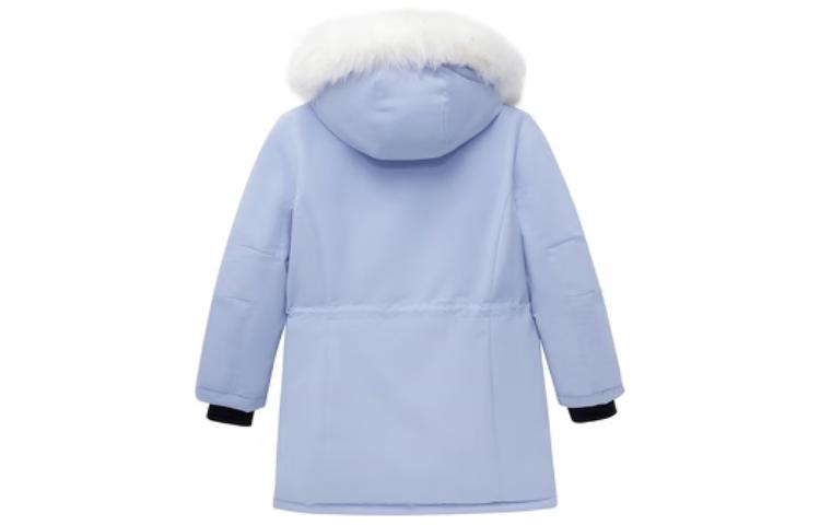 Lookbook (Women) New Balance  Blue Hooded Puffer Jacket with Logo Print and Fur Collar. 5PC44432-LBL