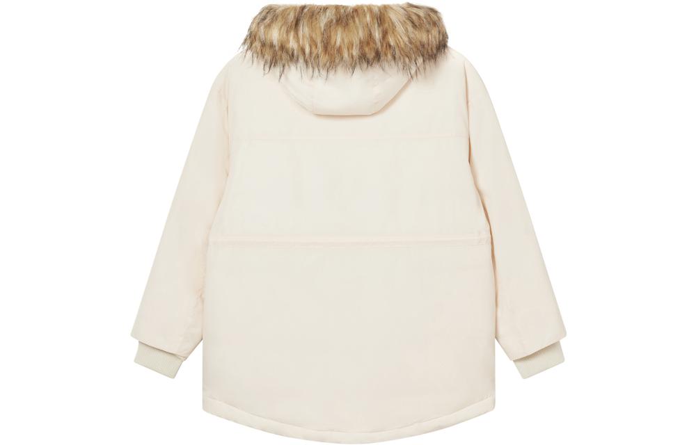 Lookbook (W) ニューバランス 隠しジップフードダウンジャケット クリームホワイト ロゴプリント入り. AWJ23330-TCM