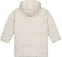 Lookbook (Women) New Balance Khaki Down Jacket with Hood and Solid Color Design. NPD48112-LBE