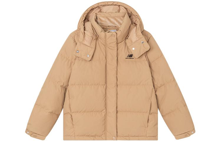 Order (Women) New Balance  Khaki Logo Print Hooded Windproof Down Jacket. 5PC44172-BEI