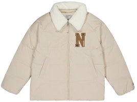 (Women) New Balance Letter Zip Warm Down Jacket with Fur Collar Khaki. NPD4E122-LBE (Women) New Balance Letter Zip Warm Down Jacket with Fur Collar Khaki. NPD4E122-LBE