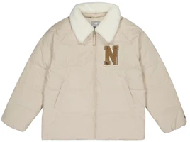 Order (Women) New Balance Letter Zip Warm Down Jacket with Fur Collar Khaki. NPD4E122-LBE
