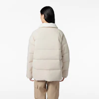 Purchase (Women) New Balance Letter Zip Warm Down Jacket with Fur Collar Khaki. NPD4E122-LBE