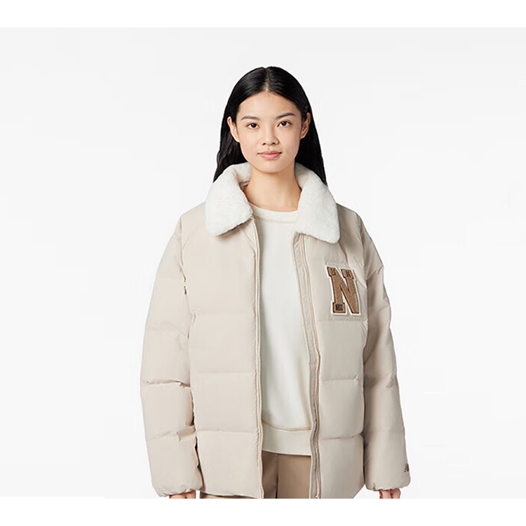 Details for (W) 新百伦毛领拉链羽绒外套卡其色. NPD4E122-LBE
