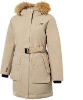 (Women) New Balance Long Hooded Windproof Down Jacket Khaki Casual Wear AWJ34318SOT (Women) New Balance Long Hooded Windproof Down Jacket Khaki Casual Wear AWJ34318SOT