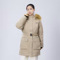 Shop (Women) New Balance Long Hooded Windproof Down Jacket Khaki Casual Wear AWJ34318SOT