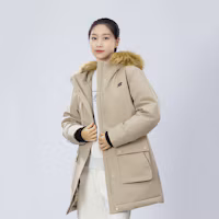 Details for (Women) New Balance Long Hooded Windproof Down Jacket Khaki Casual Wear AWJ34318SOT
