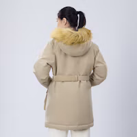 Cheap (Women) New Balance Long Hooded Windproof Down Jacket Khaki Casual Wear AWJ34318SOT