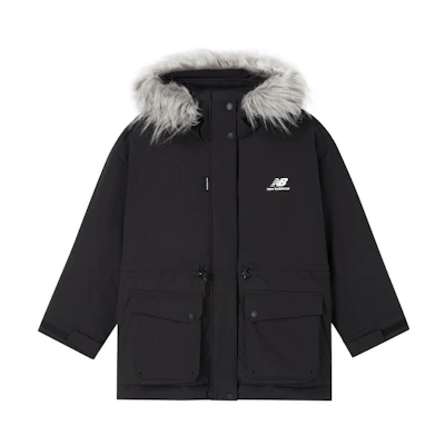 (Women) New Balance Long Puffer Jacket with Hoodie Black AWJ24305-BK
