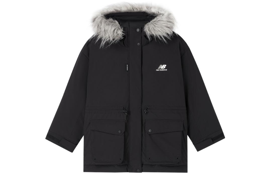 Order (W) New Balance Jaket Panjang Puffer Berhud Hitam AWJ24305-BK