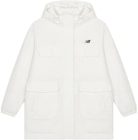 (Women) New Balance Mid-Length Hooded Down Jacket White AWJ33332-CIC (Women) New Balance Mid-Length Hooded Down Jacket White AWJ33332-CIC