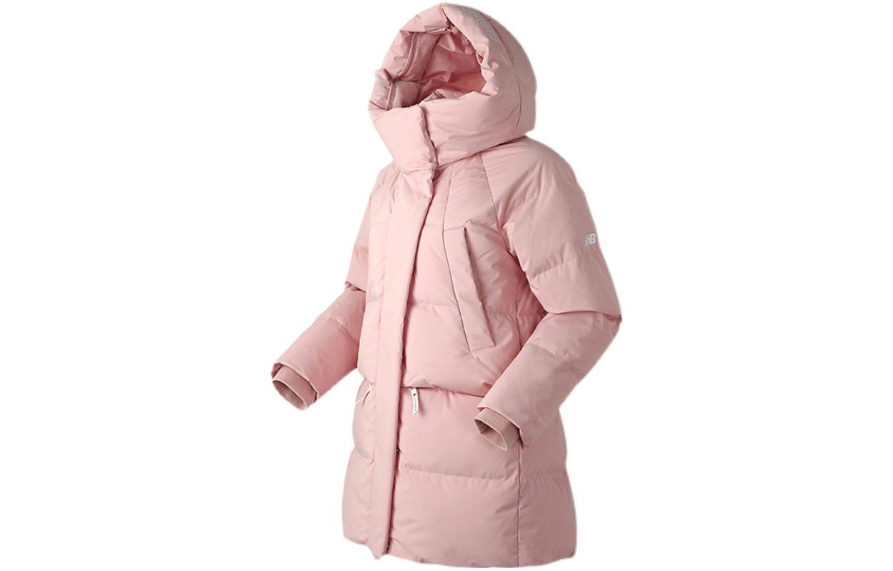 (Women) New Balance  Pink Down Jacket with Solid Color and Zip-up Hoodie NBNP84W072-26