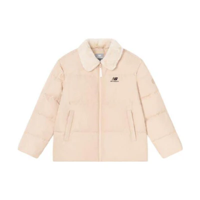 (Women) New Balance Short Brown Feather Down Jacket with Suede Collar. 5PC43122-LBE