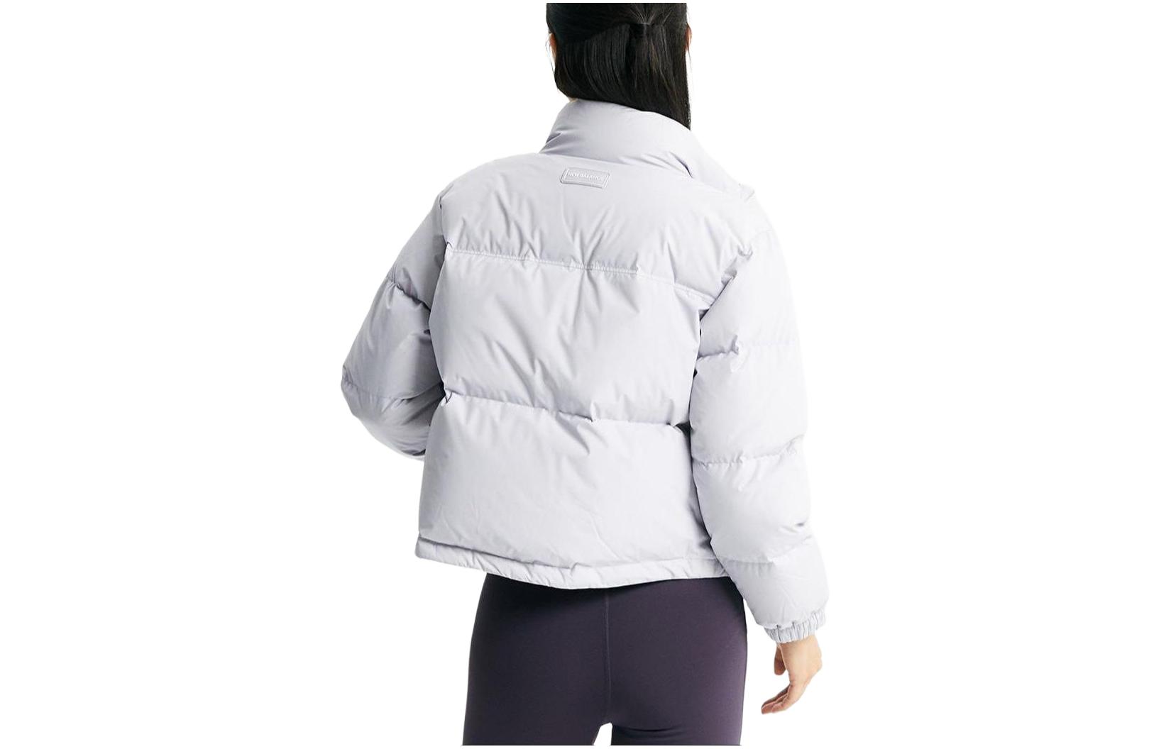 Lookbook (W) 뉴발란스 바이올렛 로고 집업 스탠드 칼라 자켓. NBNPD4W122-70