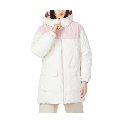(Women) New Balance White Colorblock Logo Print Hooded Down Jacket. 5PC44442-PKZ