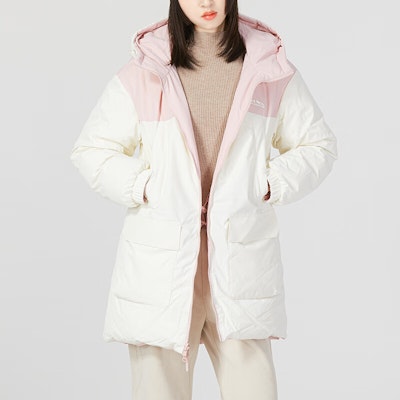 (W) New Balance Jaket Hooded Down Logo Putih Colorblock. 5PC44442-PKZ Lookbook (W) New Balance Jaket Hooded Down Logo Putih Colorblock. 5PC44442-PKZ